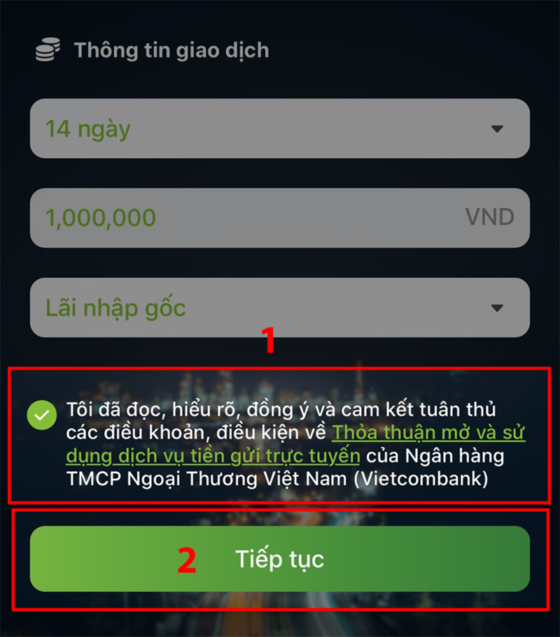 Cách gửi tiết kiệm online Vietcombank 6