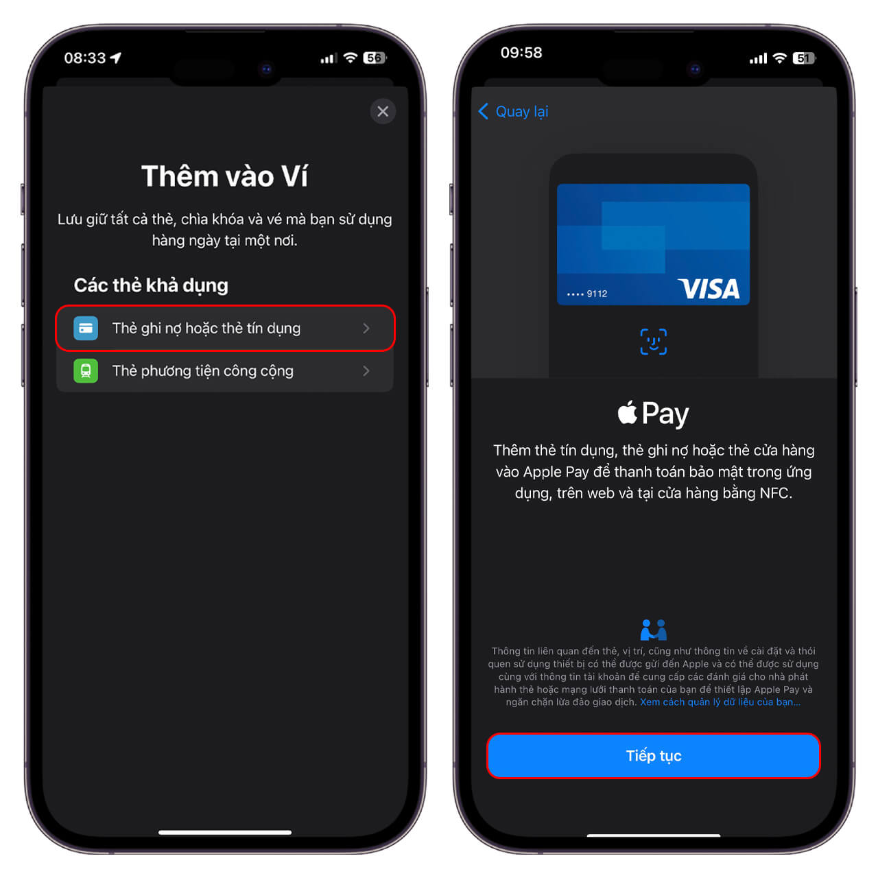 Cách add thẻ Visa vào iPhone 