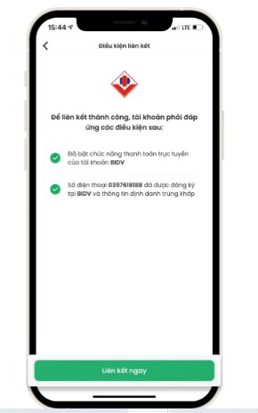 Cách liên kết 9Pay với ngân hàng BIDV