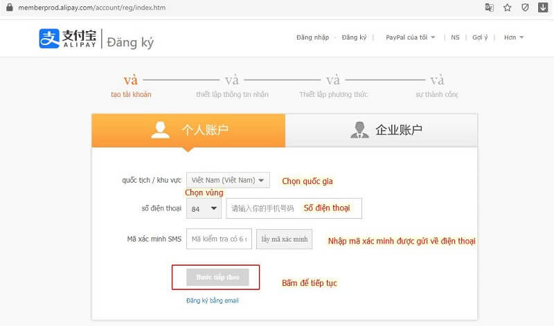 Cách mở tài khoản Alipay tại Việt Nam 3