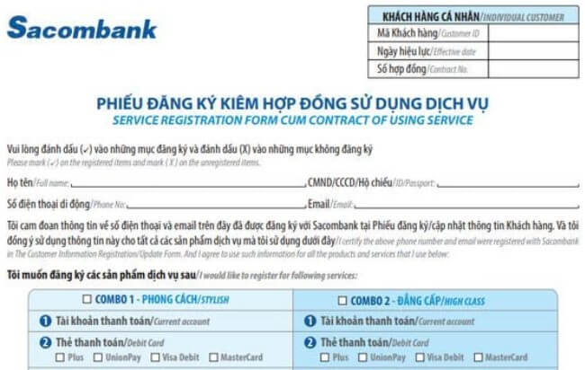 mẫu đăng ký mở tài khoản Sacombank