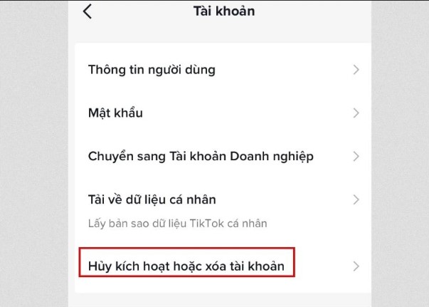 bước 3 cách hủy xóa tài khoản tiktok