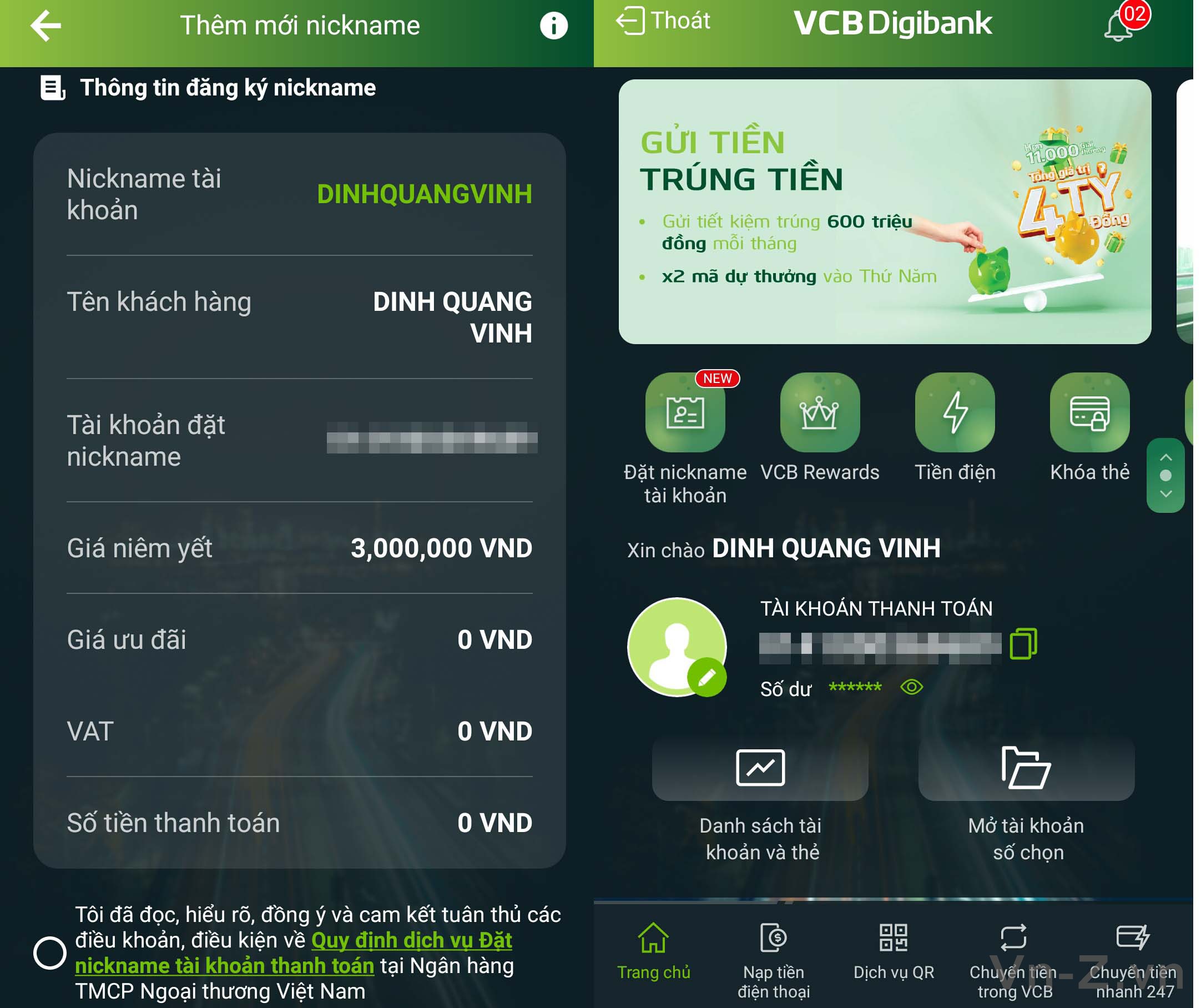 Cách đăng xuất tài khoản trên app Vietcombank 